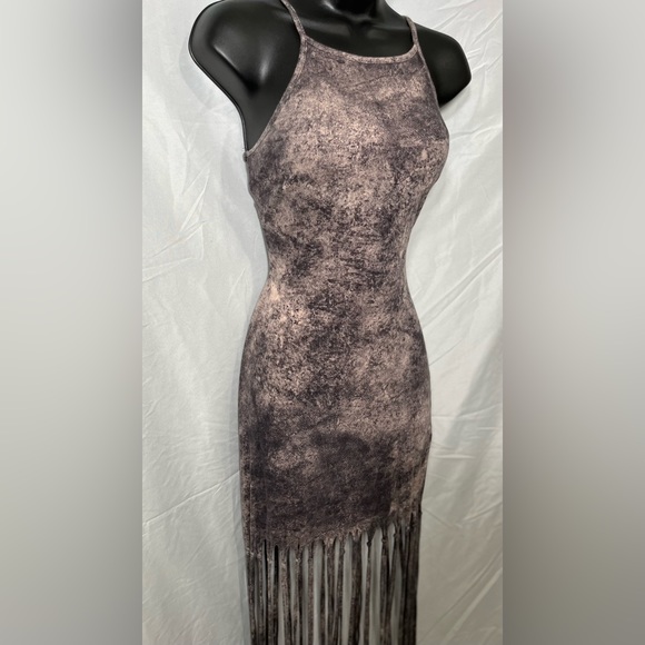 Privately privileged grey tiedye fringe dress - Picture 4 of 8
